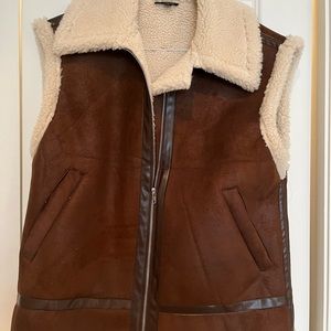 Suede-style Sherpa vest